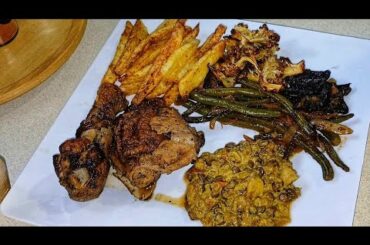 Blackened Chicken, Roasted Cauliflower & Air Fryer Fries | Easy Healthy Dinner Recipe!