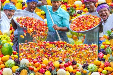 FRUIT MIXER | Colorful Healthy Fruits Mixed Recipe | Summer Health Fruit Recipe Making in Village