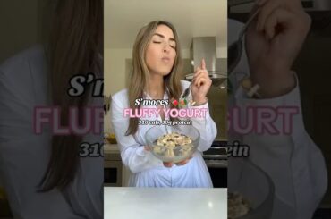 S’mores Fluffy Yogurt- easiest way to get 30g protein and crush a sweet craving! #healthy  #recipe