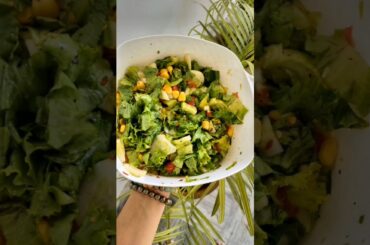 Green Salad Lettuce Corn Cucumber with Olive Oil Dressing | weightloss recipe dinner #healthy #salad