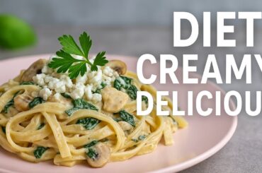 Healthy Creamy Spinach Mushroom Pasta | Low-Calorie Fettuccine Recipe Everyone Will Love!
