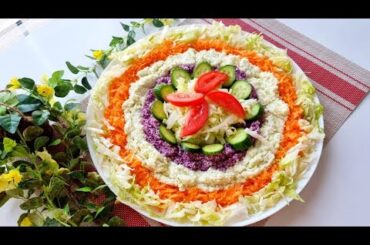 Colorful & healthy salad recipe for weight loss.  Rainbow Veggie delight!