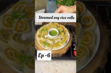 5 min easy no oil recipe steamed veg rice rolls#healthyfood#ytshorts##lowcalorie#rice#cooking#trendy
