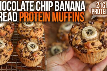 Chocolate Chip Banana Bread Protein Jumbo Muffins! 21g Protein!