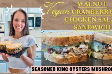 Vegan walnut cranberry chicken salad sandwich recipe! Healthy~fat free & low calorie recipe!