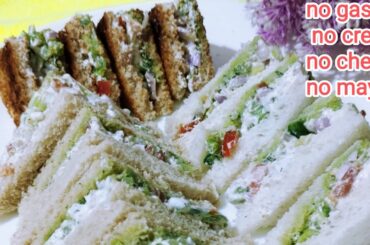 Veggies creamy healthy sandwich/healthy breakfast curd sandwich#curdsandwich#breadrecipe