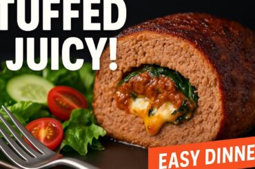 Easy Stuffed Meatloaf Recipe with Healthy Salad | Simple Dinner Idea