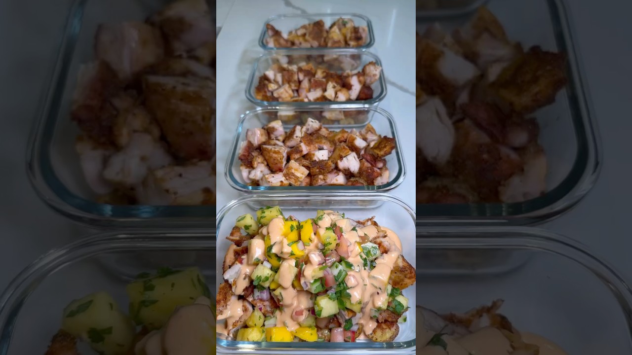 Chicken and Potato Bowls with Pineapple Mango Cucumber Salad Chicken and Potato Bowls with Pineapple Mango Cucumber Salad