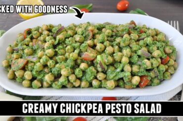 CREAMY Chickpea Pesto Salad | HEALTHY 10 Minute Recipe