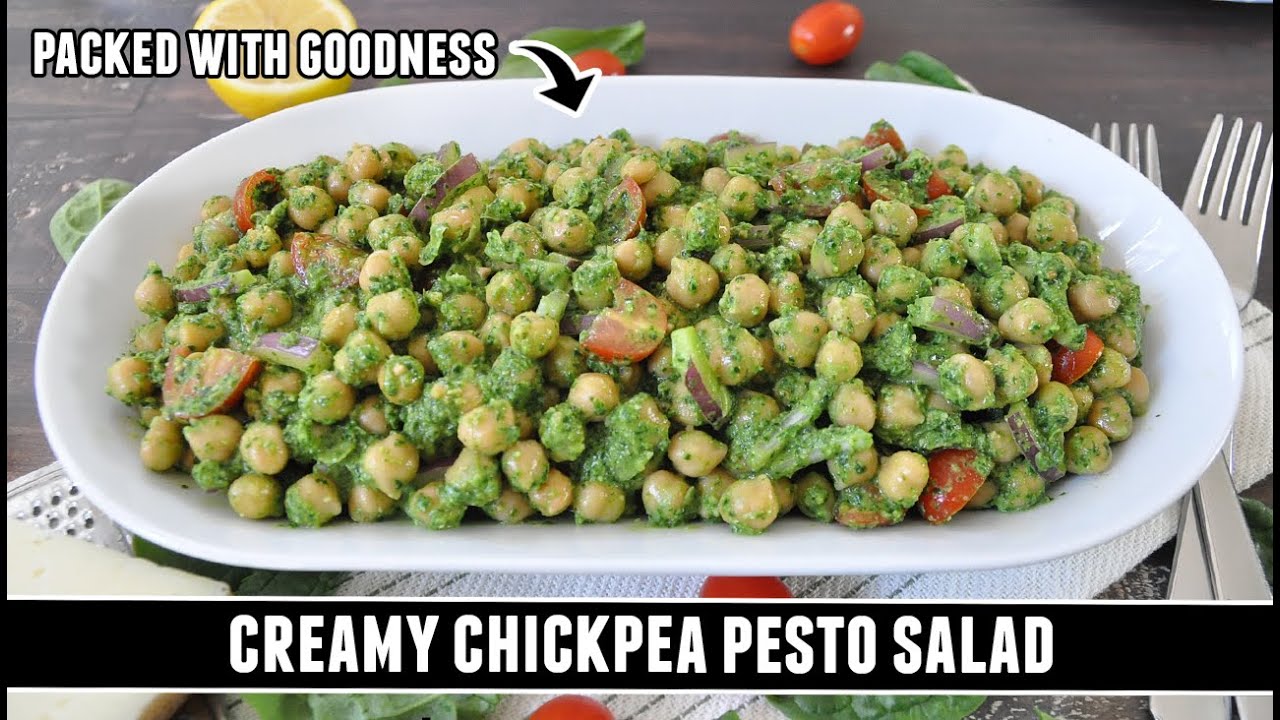 CREAMY Chickpea Pesto Salad | HEALTHY 10 Minute Recipe CREAMY Chickpea Pesto Salad | HEALTHY 10 Minute Recipe