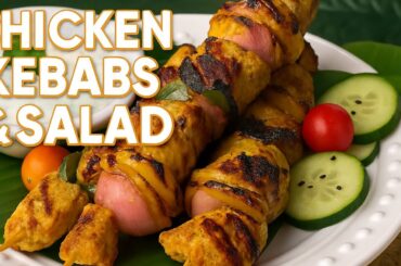 Easy Chicken Kebabs & Mediterranean Salad | Healthy 20-Minute Dinner Recipe