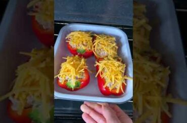 LOW CARB Tuna Melt Stuffed Peppers!