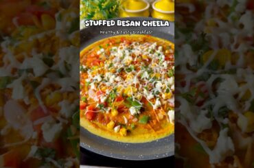 Healthy & tasty besan cheela| Stuffed besan cheela recipe #ytviral #ytshort #recipe #breakfastideas
