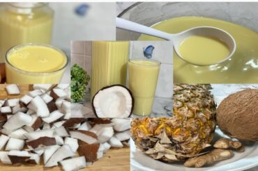 How To Make perfect Coconut, Pineapple, ginger Juice #healthy #juice #coconut #healthylifestyle