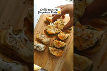 Grilled scamorza bruschetta | Grilled cheese | Open toast | Aloo toast | Pesto bruschetta