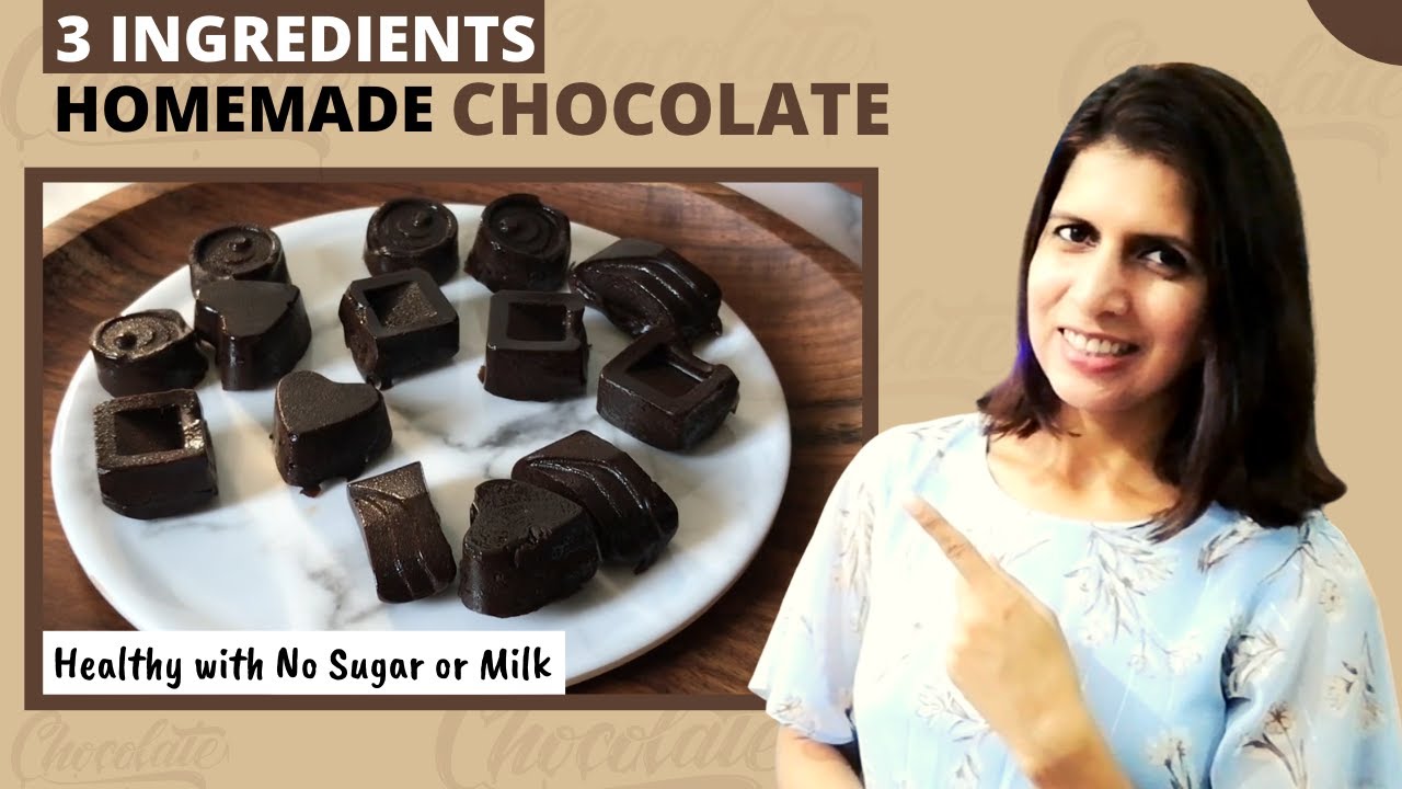 3 Ingredients Homemade Chocolate Recipe | How to Make Healthy Sugar-free, Vegan Chocolates | Hindi 3 Ingredients Homemade Chocolate Recipe | How to Make Healthy Sugar-free, Vegan Chocolates | Hindi