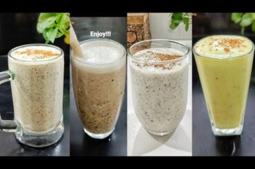 4 Different healthy breakfast smoothie recipes.