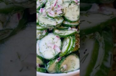 Easy Creamy Cucumber Salad #shorts #cucumber #salad #cucumbersalad  #trending