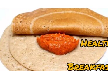 No Rice Stuff Healthy Easy Breakfast Recipe |Wheat rava Spong Dosa With red chutney  |