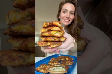 I lose weight eating these 5 Ingredient Chicken Broccoli Feta Fritters #lowcarb #shorts