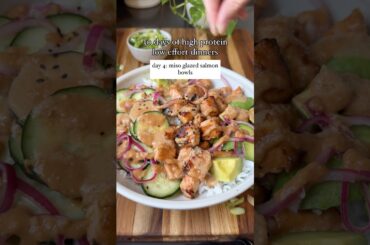 Miso Glazed Salmon Bowls #salmon #healthydinner #proteinbowl