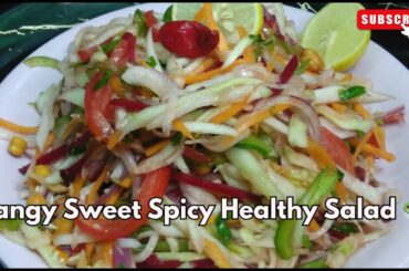 Delicious Tangy Sweet Spicy Healthy Salad Recipe | Carrot Papaya Cucumber Black Chickpeas Salad