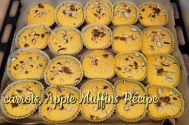How To Make Moist & Fluffy Carrot Apple Muffins | Healthy Snack Recipe#muffinsrecipe #carrots