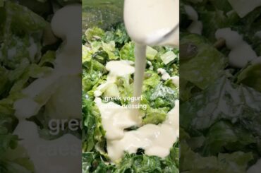 Greek yogurt, Caesar salad dressing, so easy and so yummy!!! #healthyrecipes #saladrecipe #shorts