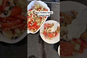 Easy health home cooked meal: Greek salad with chicken :) #healthyeating #easyrecipe