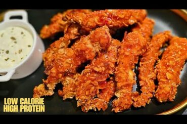 CRISPY chicken buffalo tenders for weight loss- Low calorie high protein recipe for weight loss