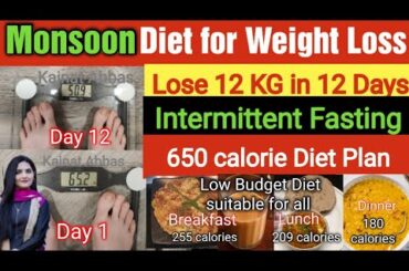 650 Calorie Monsoon Diet Plan | Lose up to 12 kg in 12 days | Low Budget Diet by Kainat Abbas