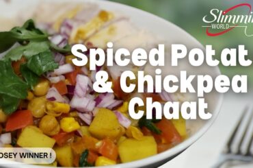 Low Calorie, Healthy Spiced Potato and Chickpea Chaat - Vegan - Slimming World Syn Free recipe