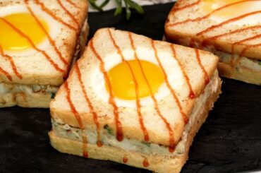 Potato Chicken Bread Sandwich with Egg | Healthy Breakfast Recipe