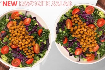 Healthy Chickpea Kale Salad Recipe With Avocado Dressing