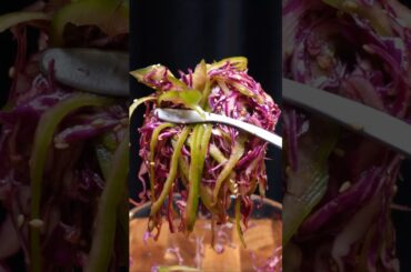 PURPLE POWER SALAD! Crunchy Cabbage & Bell Pepper for Gut Reset (ASMR Sound On) #asmr #cooking