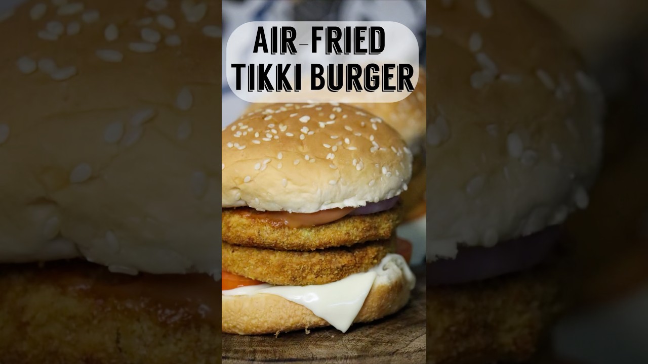 Burger with Air Fried Tikki Recipe | Healthy Veg Burger | Airfryer Burger Recipe #shorts #ytshorts Burger with Air Fried Tikki Recipe | Healthy Veg Burger | Airfryer Burger Recipe #shorts #ytshorts
