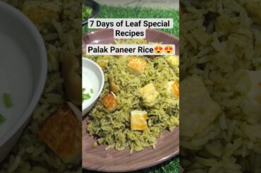 Palak Paneer Rice | Leaf Special Day 1 |Healthy Lunch Recipe