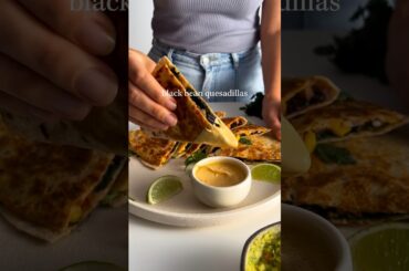 Vegan Black Bean Quesadillas with Dairy-Free Cashew Queso #plantbasedrecipes