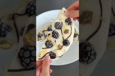 Healthy Yogurt Bark Blackberries Pistachios | Frozen Snack Idea | asmr cooking blackberry treats