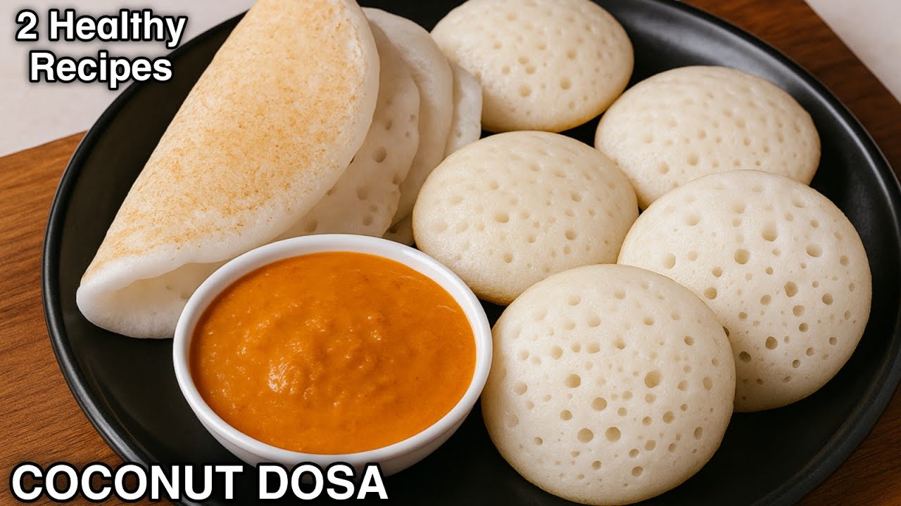 Coconut Dosa Recipe | Soft & Spongy Coconut Dosa | Easy Breakfast Recipes Indian Coconut Dosa Recipe | Soft & Spongy Coconut Dosa | Easy Breakfast Recipes Indian