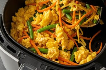 Air Fryer Veggie Egg Scramble, Affordable & Healthy Breakfast Hack, Air Fryer Breakfast Recipes