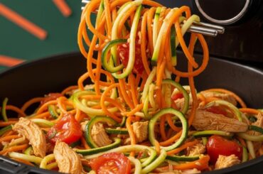 Air Fryer Zucchini Zoodles, Meal Prep Power Bowls, Healthy Lunch Hack, Weight loss Recipe