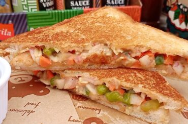 Indian Street Food Vegetables Ghotala Sandwich - Veg Mayo Sandwich - Healthy Snacks - bread sandwich