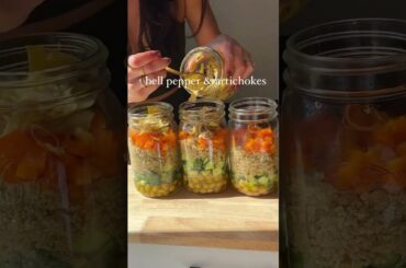 This salad hits on all levels. Its Greek inspired and is my go to healthy lunch. Salad jars