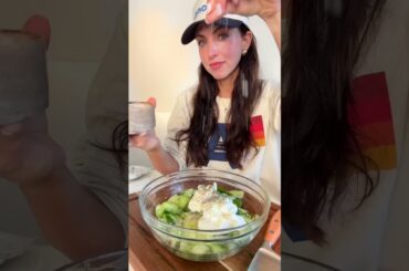 CREAMY CUCUMBER SALAD Follow @lainiecooks_ for more gut healthy, high protein snacks and recipes!