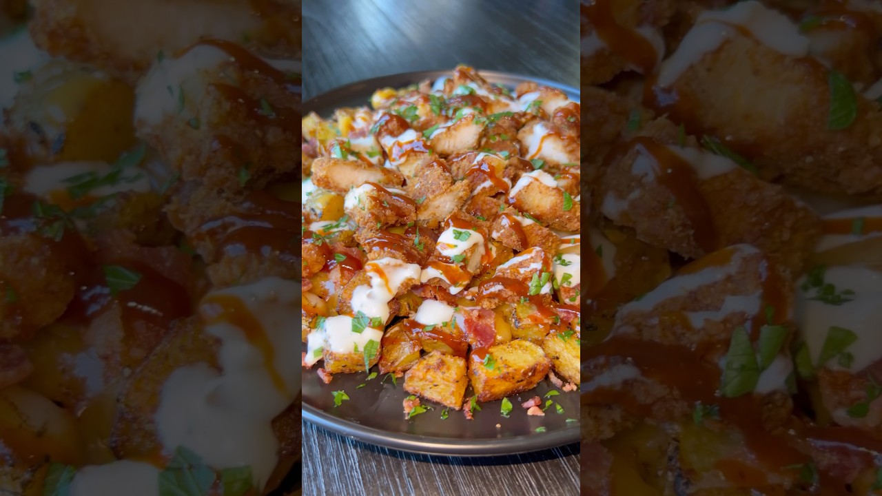 Crispy Chicken Bacon Ranch & BBQ Loaded Potatoes Crispy Chicken Bacon Ranch & BBQ Loaded Potatoes
