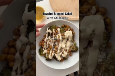 Roasted broccoli salad with chickpeas #healthy #salad #recipe #saladrecipe #easy  #vegan #easytomake