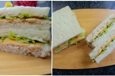 Healthy Tasty Chicken Cold Sandwich Easy Recipe | Quick Healthy Breakfast / Nashta | Chicken Snacks
