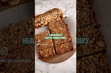 Only 4 ingredients! Easy & healthy Granola bars! Recipe available on my channel  #healthy #oats