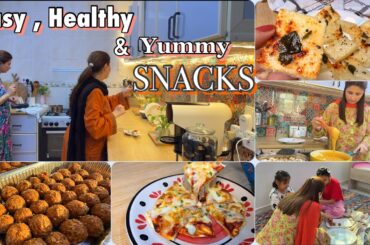 Easy and healthy SNACKS to make at HOME | 2 minutes Pizza recipe, Besan ki pinni | Evening Snacks